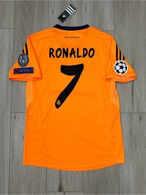 Cristiano Ronaldo Real Madrid 2013/14 Orange Soccer Jersey Men Size